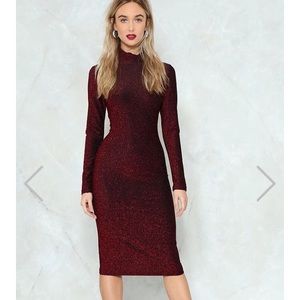 Glitter Long Sleeve Midi Dress